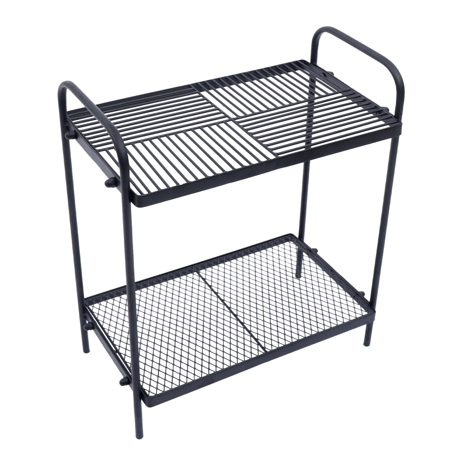 Double layer Black Storage Table Metal End Table Living Room Side Table