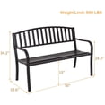 thumbnail image 6 of Spaco 50" Outdoor Furniture Patio Park Steel Frame Cast Iron Backrest Bench Loveseats for Garden, Balcony, Poolside, Black, 6 of 12