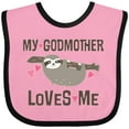 thumbnail image 3 of Inktastic My Godmother Loves Me Girls Sloth Girls Baby Bib, 3 of 4
