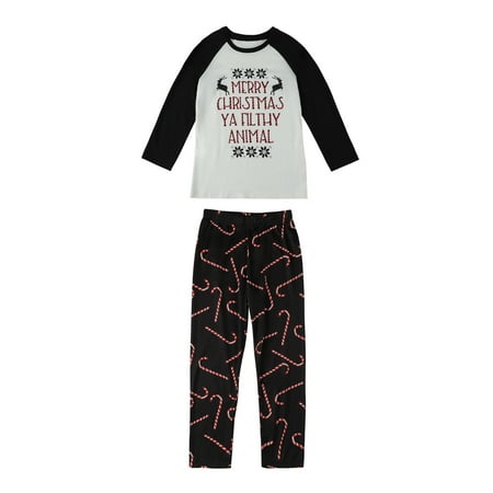 

SUNSIOM Matching Family Christmas Pajamas Set Letter Printing Cute Pajama for Women Men Girl Boy PJs