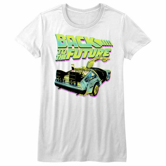 Back to the Future Neon White Junior Women's T-Shirt