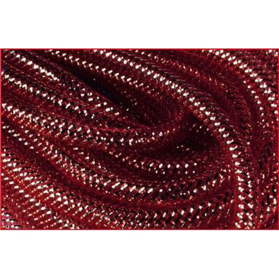 Deco Mesh Flex Tubing with Metallic Foil (Burgundy with Gold) 30 Yards : RE300442