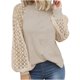 thumbnail image 2 of ICHUANYI Clearance Women's Long-sleeved Lace Stitching Loose Tops Solid Sweatershirt(Khaki, XL) ICHUANYI WER2023081505164, 2 of 6