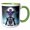 Green/White, variant on 3drose, Fantasy Alien Astronaut in Silver and Blue Space Suit. Space Art, 11oz Mug
