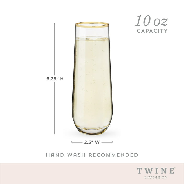 11.25-Inch Tall Zalli Champagne Flute - Gold Rim
