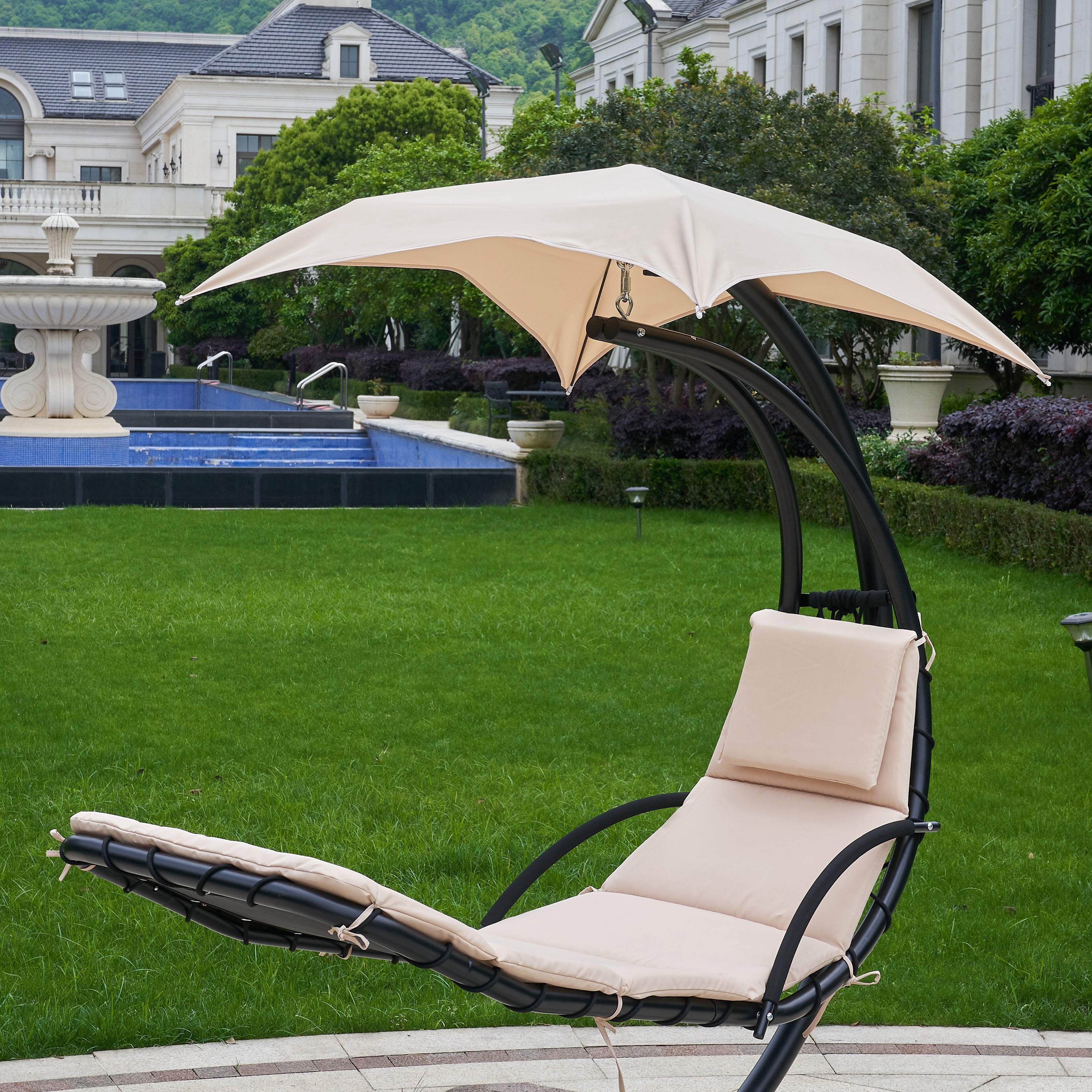 Cyclone Sound Foam Padded Cushion and Umbrella Replacement for Outdoor Hanging Lounge Chaise Chair