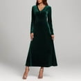 thumbnail image 5 of Meichang Mother Of The Bride Dresses for Wedding V Neck Velvet Dress Long Sleeve A-Line Wedding Guest Dresses formal Evening Party Cocktail Gown Flowy Ball Maxi Dresses, 5 of 6