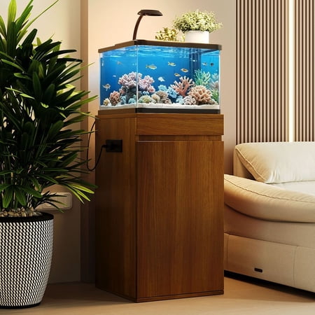 YINGYING 15 Gallon Fish Tank Stand with Storage Cabinet Aquarium Stand with Power Outlets Small Terrarium Stand Cabinet with Adjustable Shelves