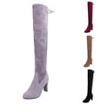 thumbnail image 6 of TIREOW Women's Over The Knee Suede Boots Sexy Pointed Toe Solid Color Thigh High Chunky High Heel Boot Pull On Stretchy Long Boots Zipper Lace Up Long Boots, 6 of 7