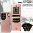 thumbnail image 3 of ELEHOLD Magnetic Wallet Case for Samsung Galaxy S23 Plus, Built-in 360°Rotation Ring Stand,Slim Shockproof with Card Slot Retro PU Leather, Hybrid Rugged Drop Protective Cover, rosegold, 3 of 8