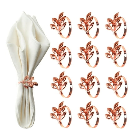 

12Pcs Leaf Napkin Rings Holders Household Holiday Napkins Rings Set For Wedding Birthday Dinner Party Family Gatherings