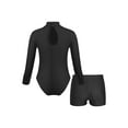 thumbnail image 2 of iEFiEL Kids Girls Long Sleeves Gymnastic Leotard with Biker Shorts Ice Skating Yoga Outfit Dance Gym Suit Black 11-12, 2 of 7