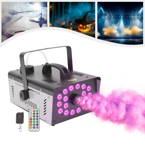 1000W Smoke Fog Machine RGB Multi Color LED DJ Xmas Stage Effect Light w/Remote