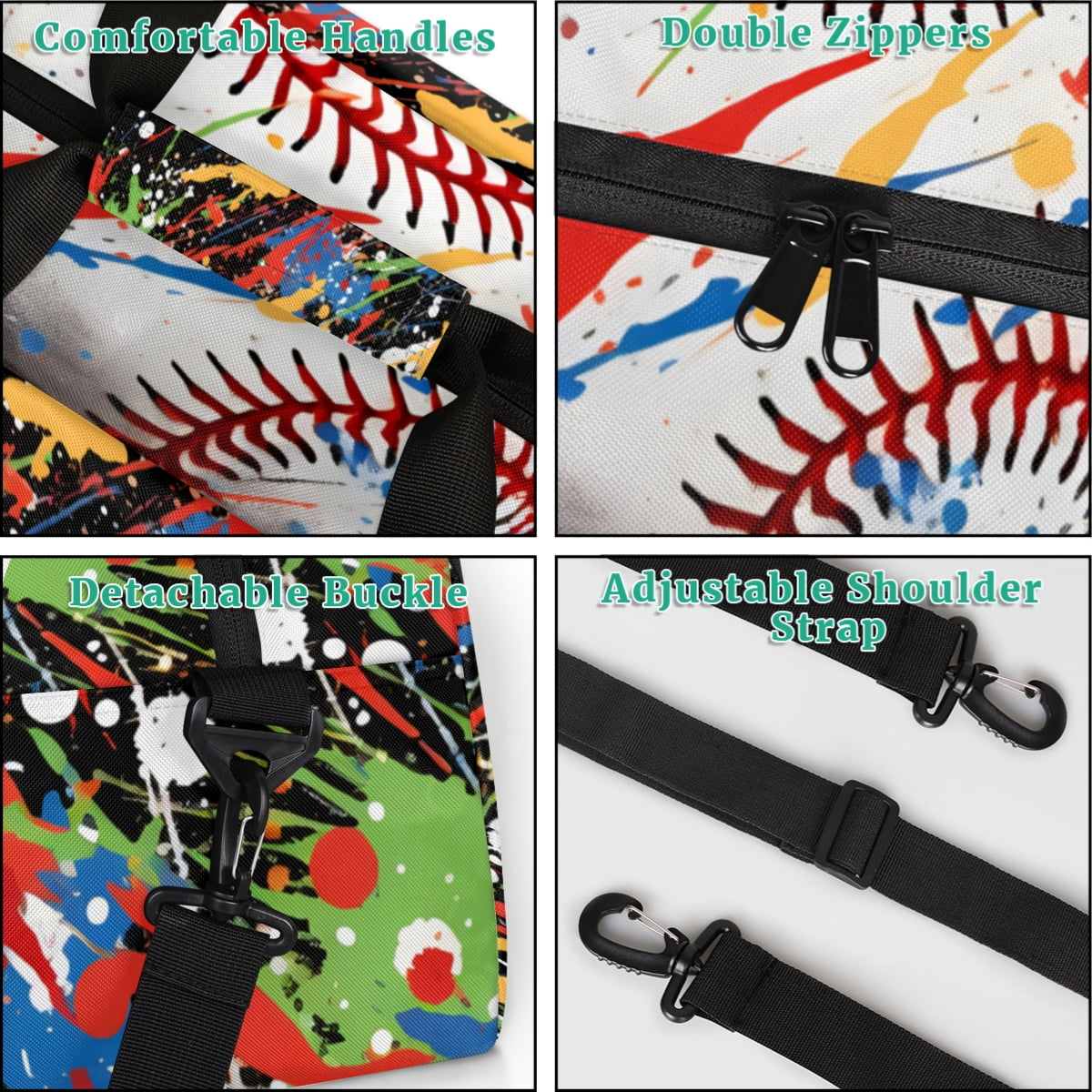 Qzjjjmy Sports Gym Bag Baseball Sport Duffel Bag Duffle Overnight bag Travel Bag