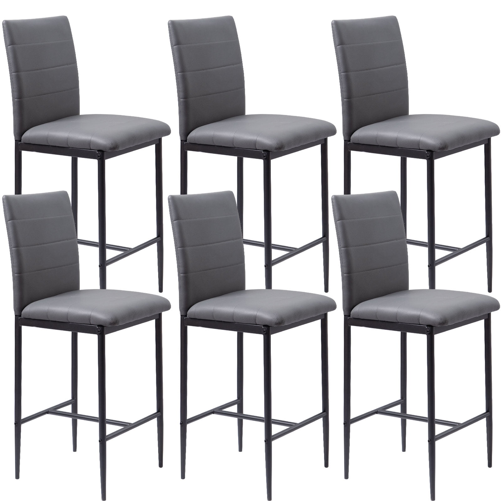 Surmoby Bar Stools Set of 6 Modern Faux Leather Barstools Counter
