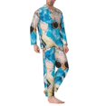 thumbnail image 2 of Wukai Vintage Map Travel Essentials Men's Long-Sleeve Pajama Set - Comfortable Sleepwear with Button-Down Shirt and Pants-Small, 2 of 6