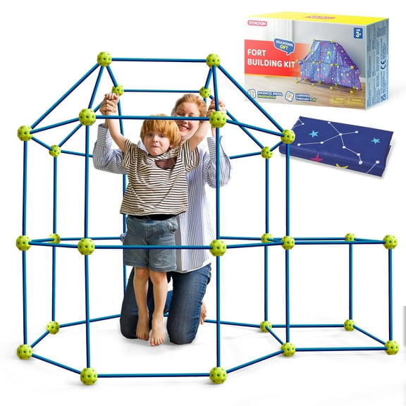 SYNCFUN Fort Building Kit for Kids 81 Pcs Creative Construction Toy Kids Tunnel DIY STEM Toy Birthday Gift for Boys and Girls Aged 4-12