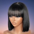 thumbnail image 5 of Supreme 13A Celebrity Grade 100% Unprocessed Human Hair Straight Bob Wig with Bangs 10" Wig- Monique, 5 of 6