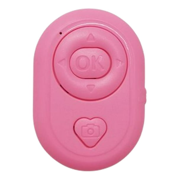 Control remoto para selfies, toma de fotos, botón automático, portátil, compacto, alcance de 10 m. Rosa