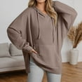 thumbnail image 2 of Clothes for Women Women's Solid Sweatshirt A Fashionable And Casual Solid Color Hooded Top With A Short Front And Long Back, 2 of 5
