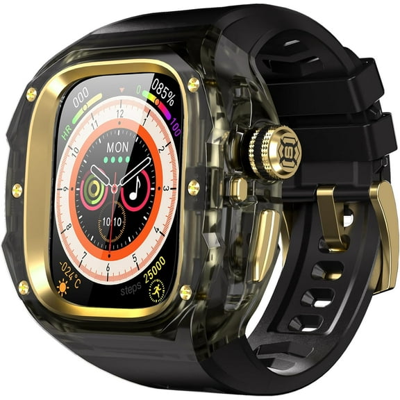 VeveXiao Rugged Case with Band for Apple Watch Ultra 3/Ultra 2 49mm Band,No Tools one click Open Protective Cover Bumper for iWatch Ultra Silicone Strap Transparent Black Black