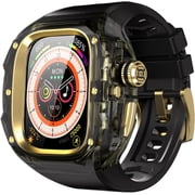 VeveXiao Rugged Case with Band for Apple Watch Ultra 3/Ultra 2 49mm Band,No Tools one click Open Protective Cover Bumper for iWatch Ultra Silicone Strap Transparent Black Black