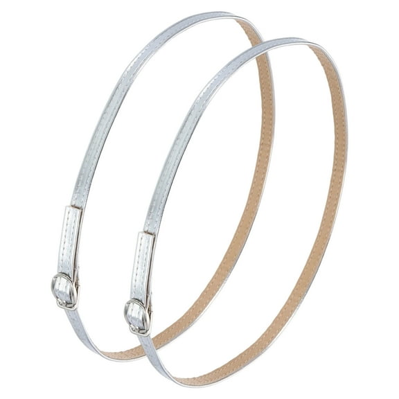 1 Pair Replacement Ankle Strap for Heels Detachable High Heels Shoe Straps Adjustable PU Leather Shoe Bands, Bright Silver