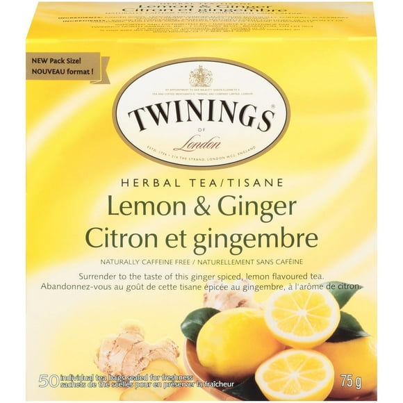 Twinings Lemon Ginger Herbal Tea, Pack of 50 Tea Bags