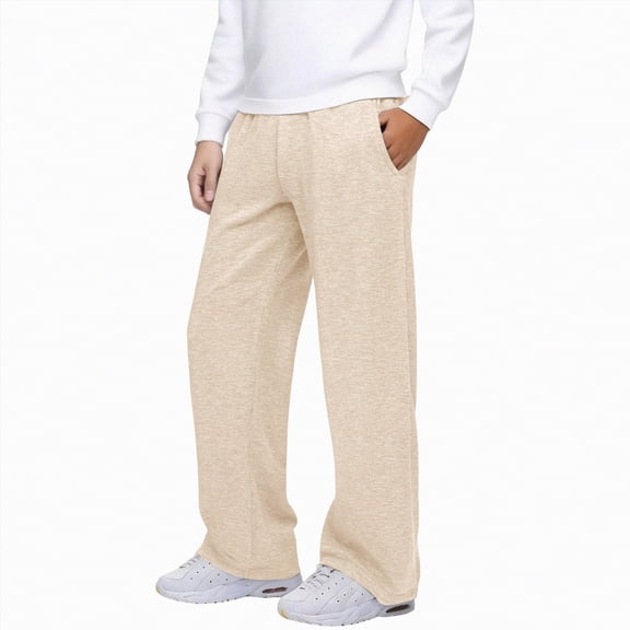 Kogui Kids Pants Boys' Cargo Pants Teen Kids Elastic Waist Outdoor Hiking Pant with Pockets Casual Loose Fit Baggy Joggers Trousers Size 7-8 (Beige,7-8 Years)