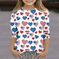 thumbnail image 2 of Taqqpue Girls Boys 4th of July Shirt American Flag T-Shirts for Kids Toddler Summer 3/4 Sleeve Crewneck Tops Patriotic Tee Tops Kids Independence Day Outfit 1-13 Years, 2 of 5