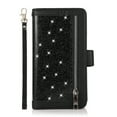 thumbnail image 2 of Allytech iPhone 12 mini Case with Zipper Wallet, Bling Glitter Multiple Credit Cards Slots Wallet Case Cover with Zipper Detachable Strap Protective Case for Apple iPhone 12 mini 5.4", Black, 2 of 7
