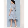 thumbnail image 5 of Janasya Women's Sky Blue Dobby Georgette Digital Printed Flared Dress, 5 of 5