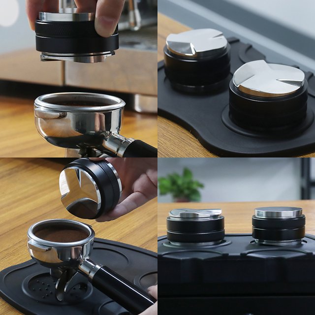 Distributeur de Café, Outil d'Espresso en Acier Double 58mm 2-en-1 Café Modèle Espresso Réglable avec - Outil de Glissement avec Tête Café Double Tête en Acier Inoxydable Café Réglable Café Inviolable Café Inoxydable