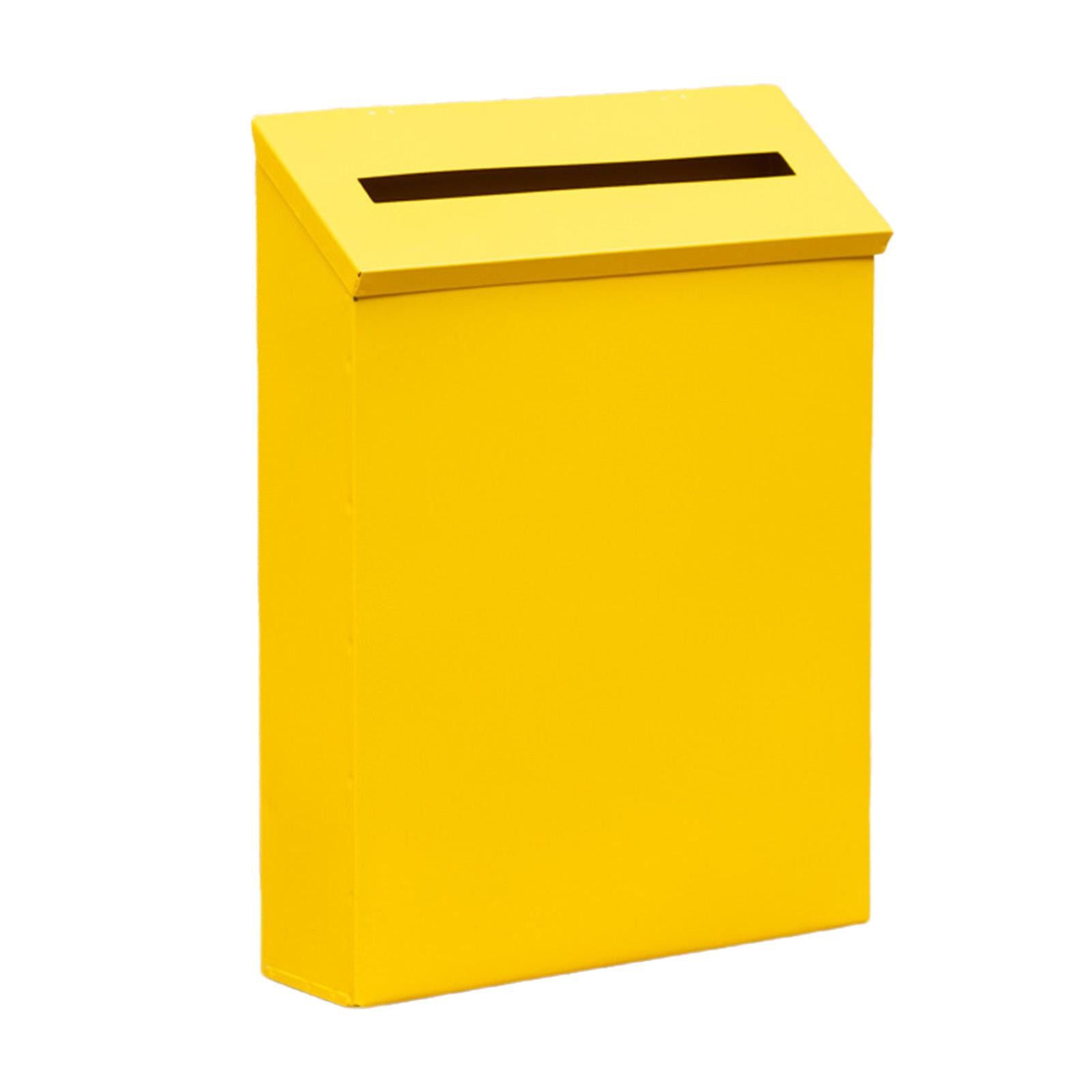 Wall Mount Mailbox Drop Box Newspaper Holder Box Decorative Rainproof Letterbox Metal Postbox for Home Office Outdoor Gate Decoration Yellow