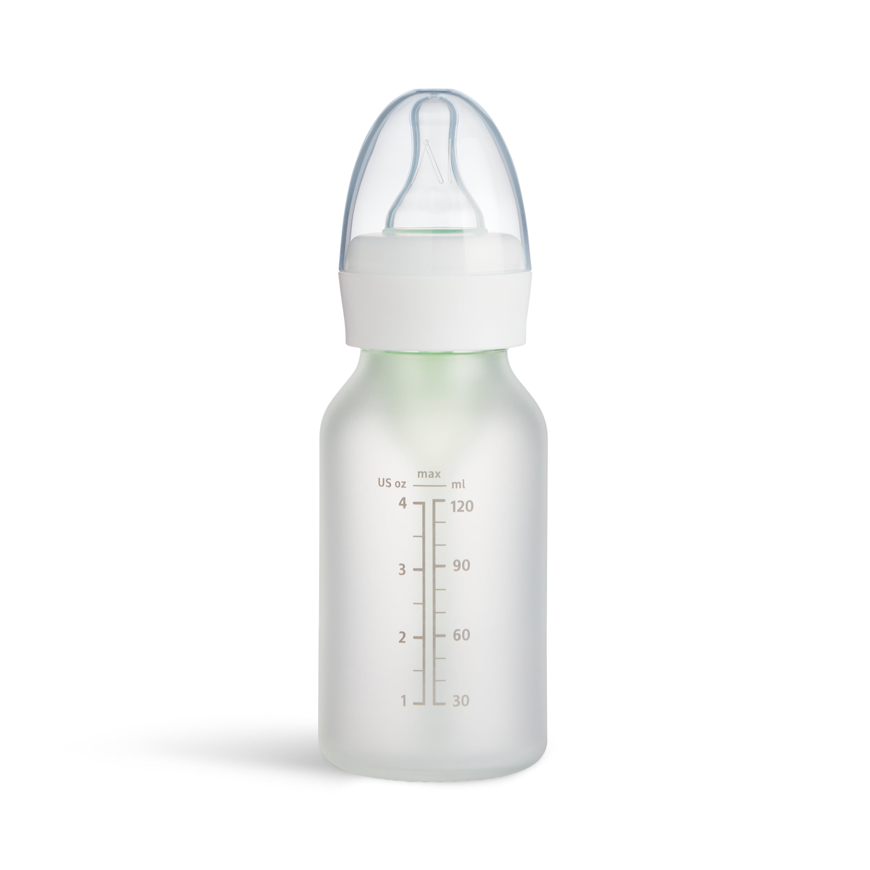 Munchkin Bond™ Silicone Coated Glass Baby Bottles - Anti-Colic Feeding System with Natural Feel Nipples, 4 ounce, 2 Pack, White