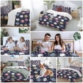 thumbnail image 5 of King 4 Piece Bedding Set Easter Eggs Leaf Flower Soft Breathable Duvet Cover and Pillowcase, Stripe Polka Dot Eggs on Dark Duvet Cover Set Bed Sheets for Bedroom Dormitory Guest Room, 5 of 9