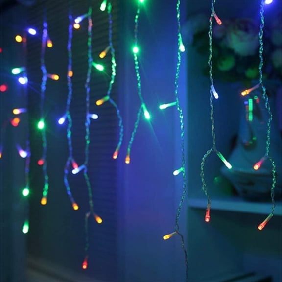 Cascada de Luces La Merced  Luz Led Multicolor 500 Focos 8 Funciones Cable Transparente 9 m Cascada Navideña
