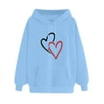 thumbnail image 1 of Pompotops Women's Comfortable Sweater Heart Pattern Printed Women's Hooded Pocket Drawstring Sweater Clearance, 1 of 4