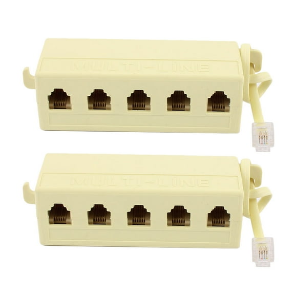 Unique Bargains2 Pcs Plastic Housing Telephone ADSL Modem 6P4C 1 to 5 Line Splitter Filter