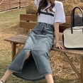 thumbnail image 6 of Women Summer Long Skirt Korean Midi Female Casual Street Blue Knee Length Jeans, 6 of 6