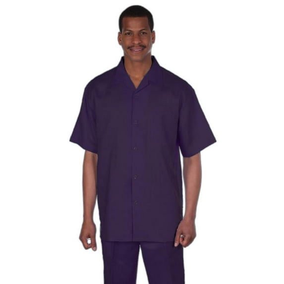 Mens 100% Linen Fabric–Dark Navy ~ Walking Casual Two Piece Summer Short Sleeve Shirt & Pants Sets ~ Two Piece Walking Outfit For Sale Pant Sets