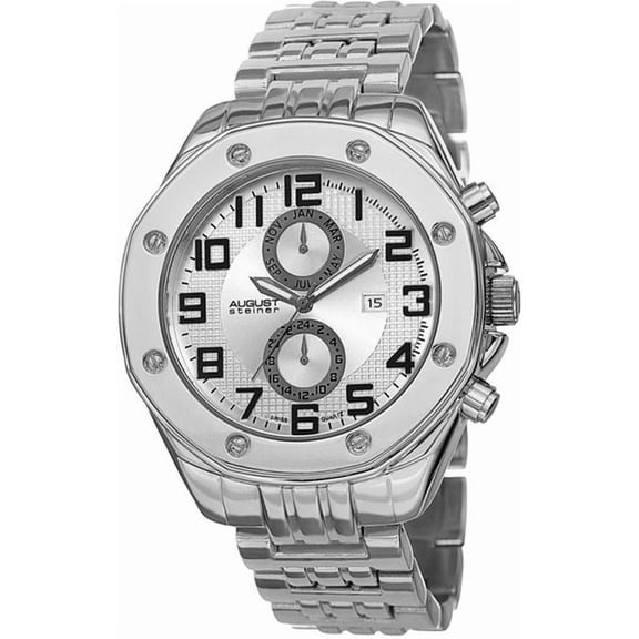 August Steiner Quartz Silver Dial Silver-tone Alloy Men's Watch AS8140SS