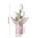 thumbnail image 3 of Decoración de plantas en maceta con flores artificiales simuladas de tulipanes – Arreglo de tulipanes en PU Negro Rosa Blanco, 10,24 pulgadas, adorno de oficina en casa sin mantenimiento, 3 of 6
