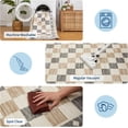 thumbnail image 3 of Memoryfield Checkered Area Rug 5' x 7', Washable, Non-Slip Low-Pile Carpet with Modern Geometric Design for Living Room, Bedroom & Dining Room, Beige, 3 of 6