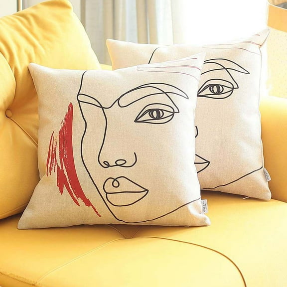 Boho-Chic Set of 2 Handcrafted Decorative Throw Pillow Cover Abstract Jacquard 18" x 18" Multi-Color Square Pillowcase for Couch, Bedding