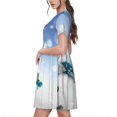 thumbnail image 2 of Disketp Christmas Snowman In The Snow para Vestido de Manga Corta para Mujeres, Vestidos de Verano para Mujeres, Casual y Holgado para la Playa, 2 of 6