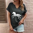 thumbnail image 4 of ALLLIST Women's Tops V Neck Holiday Short Sleeve T-Shirts Animal Print Trendy Gray Shirts Womens Clothing, 4 of 6