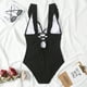 thumbnail image 5 of Traje de baño de una pieza sexy para mujer Traje de baño con volantes y cuello en V con control de barriga Monokini - Negro MFZFUKR BST3005383-4, 5 of 5