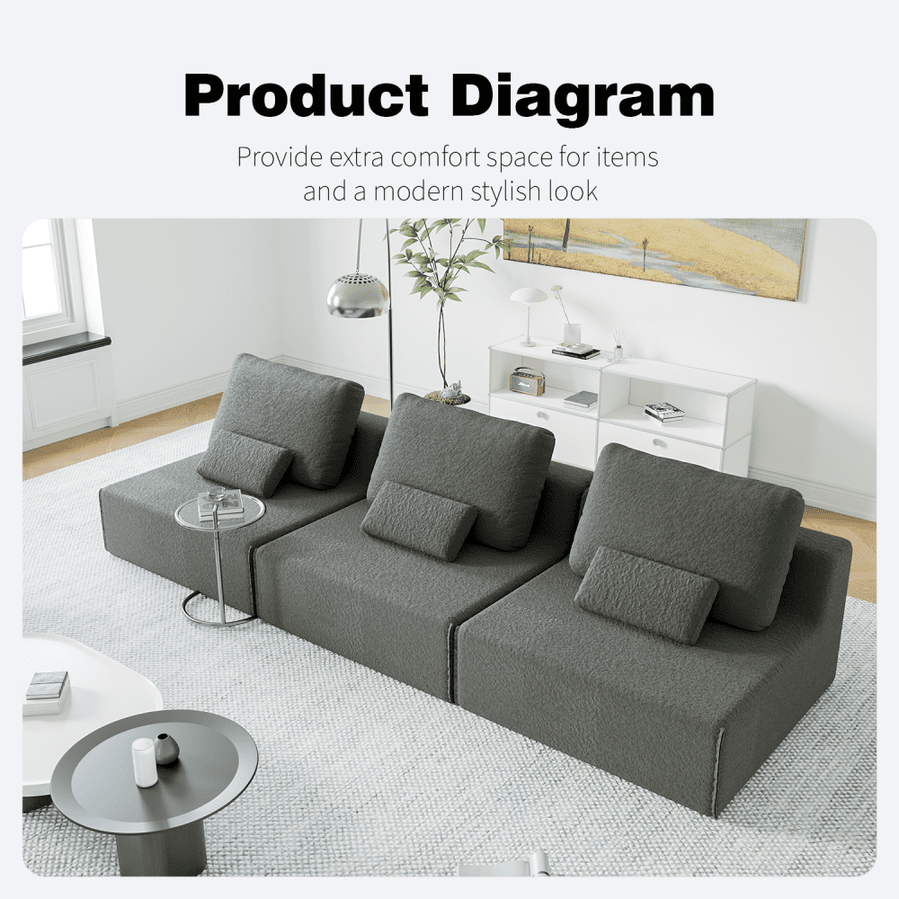Homy Casa Oversized Boucle Modular Sectional Sofa, Luxury Foam-Filled Floor Couch