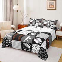 Homewish Kids Teens Football Baseball Print Full Size Sheets 4-Piece,Sport Theme Breathable Bed Sheets,Ball Gamer Lightweight Sheet Sets,Microfiber Bedroom Decor